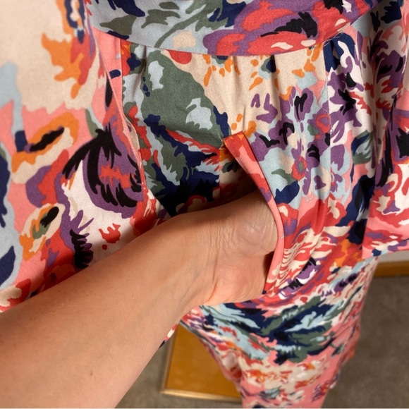 Zara SS18 Pink Floral Print Belted Shirt Midi Dress Size XS Button Tie Waist - Picture 11 of 16